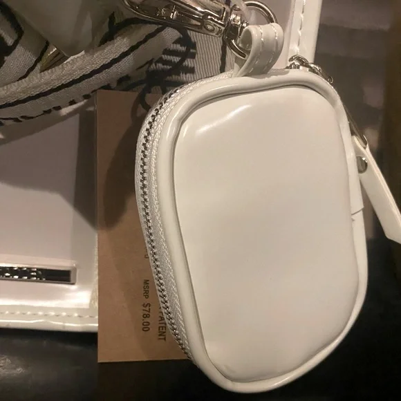 Steve Madden Convertible Patent Tote Bag Purse in Chalk - Picture 2 of 10